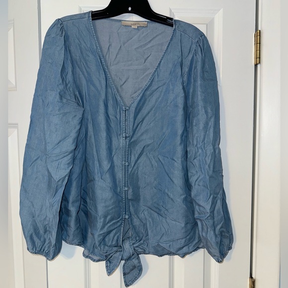 Ann Taylor LOFT Faux Denim Blouse. Size Medium - Picture 1 of 1